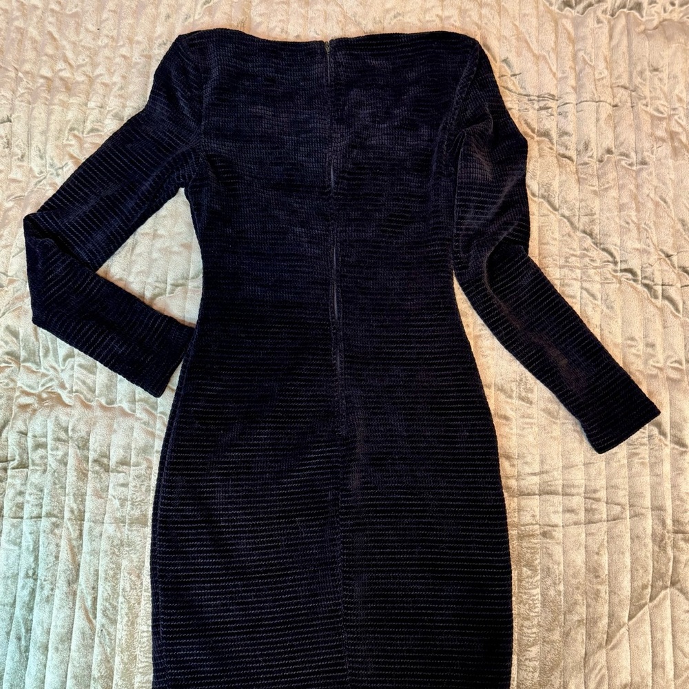 Vintage B Darlin Chic Goth Black Long Sleeve Textured Dress - Picture 12 of 13
